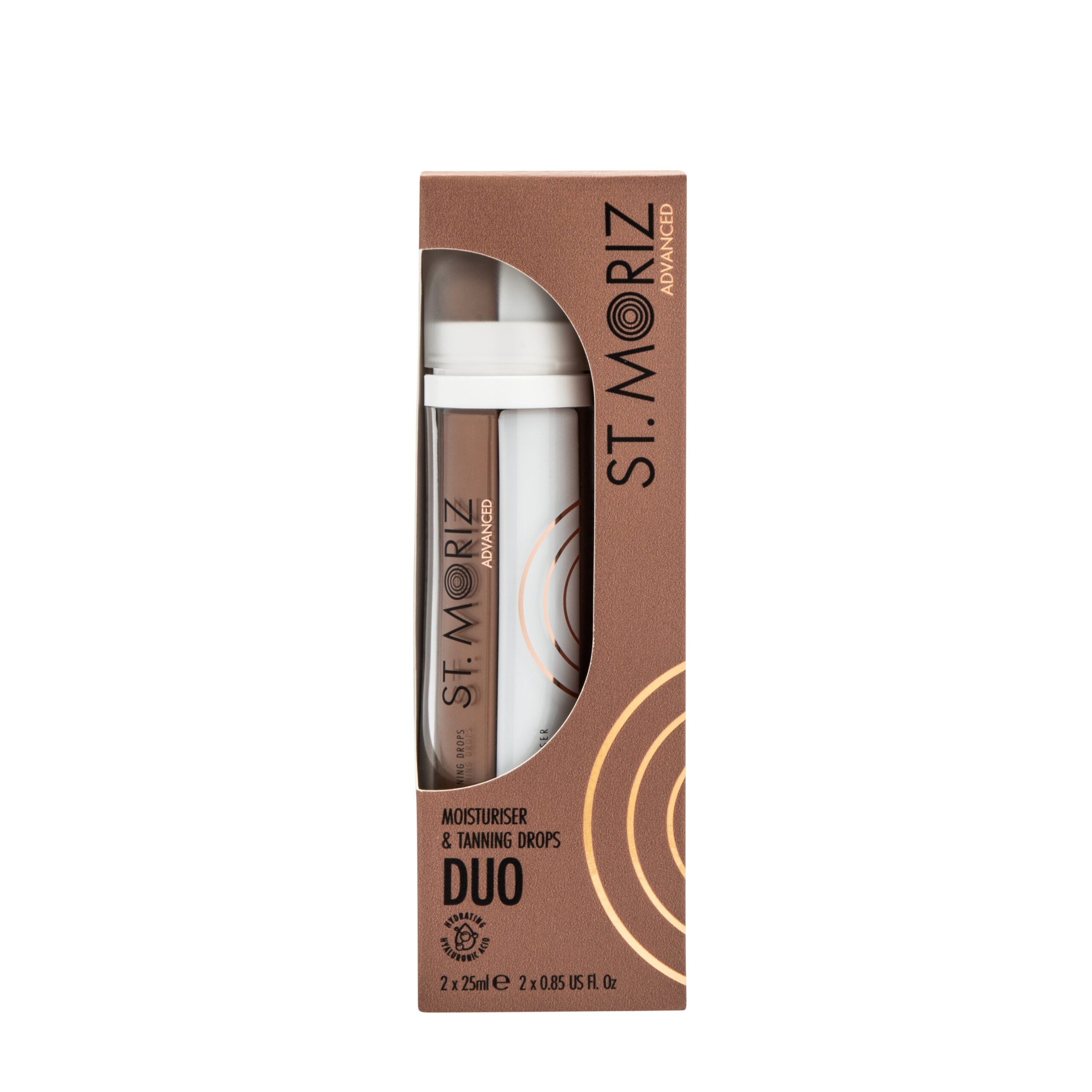 St. Moriz isepruunistavad näotilgad ja niisutaja Advanced Moisturiser & Tanning Drops Duo 2 × 25 ml.