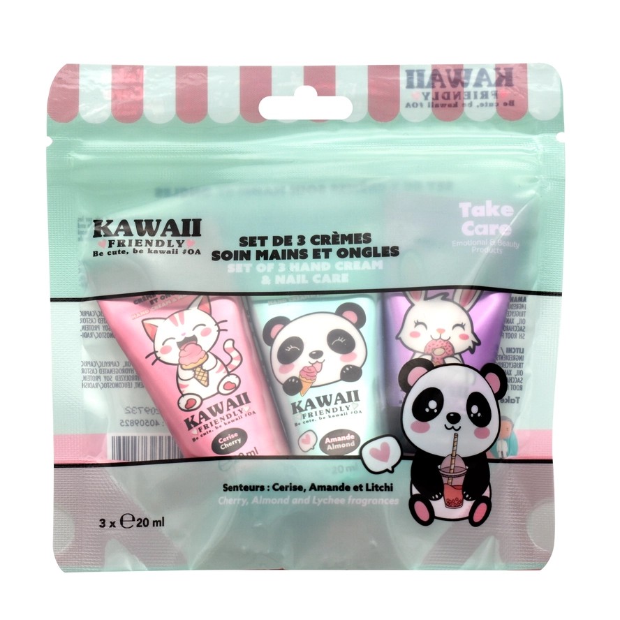 KAWAII FRIENDLY käte- ja küüntekreemide kinkekomplekt 3 × 20 ml - Image 2
